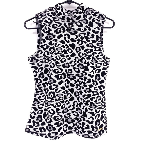 Andrew Marc Leopard Sleeveless Cowl Neck Top - S - Picture 1 of 6